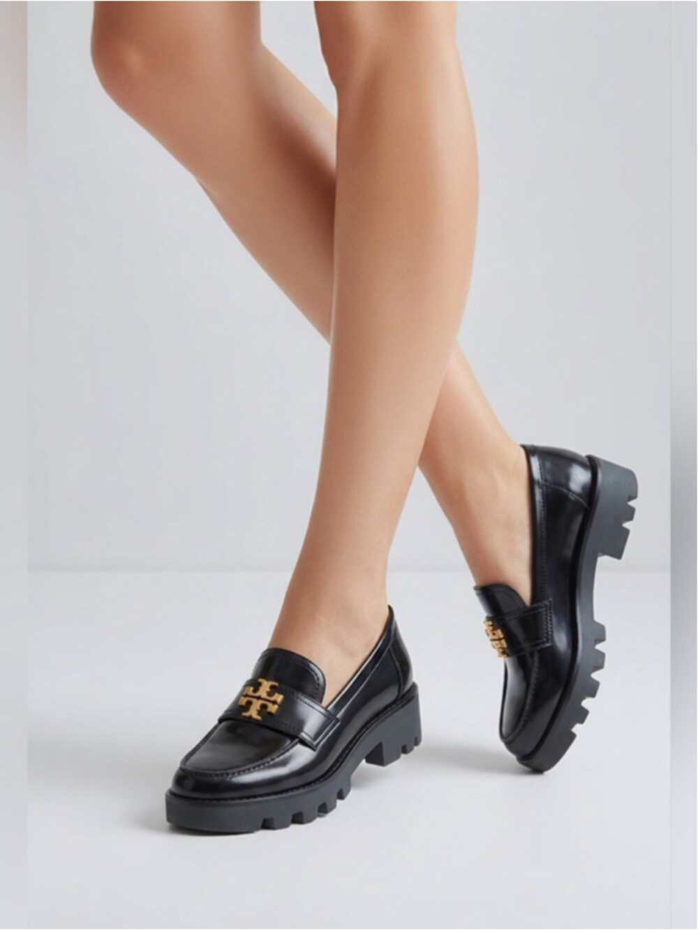 Tory Burch Everly Leather Mini Chunky Loafer Flat Sneaker Shoes